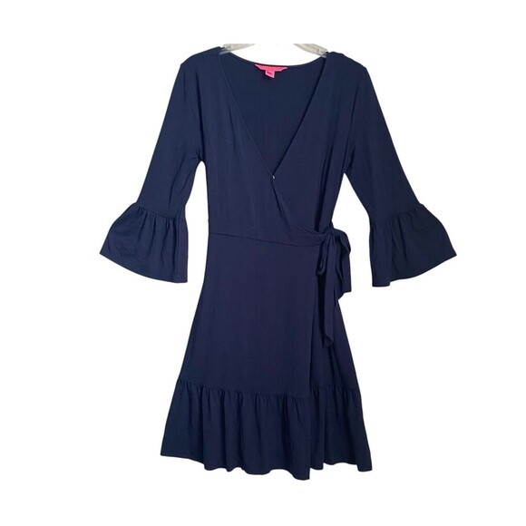 Lilly Pulitzer Misha Wrap Dress True Navy Blue size small - Picture 1 of 14